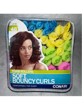 NOS Conair Soft Bouncy Curls Foam Hair Rollers 48PC Various Size Comfort Sleep
